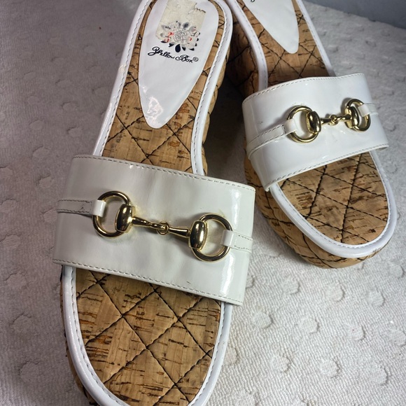 Yellow Box Corky Wedge Sandal White With Gold Bit Detail - Picture 13 of 16